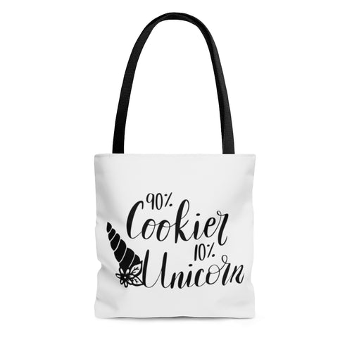 (a) 90% Cookier 10% Unicorn AOP Tote Bag