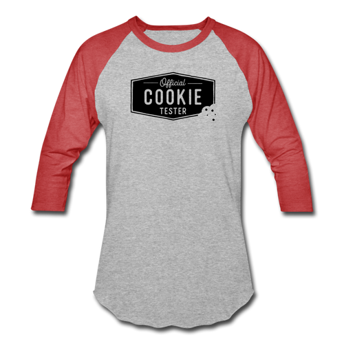 Official Cookie Tester Baseball T-Shirt - heather gray/red