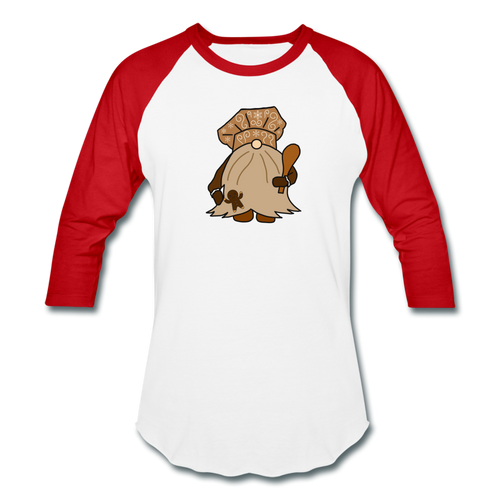 Gingerbread Gnome Baseball T-Shirt - white/red