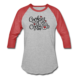Cookies and Cocoa Baseball T-Shirt - heather gray/red