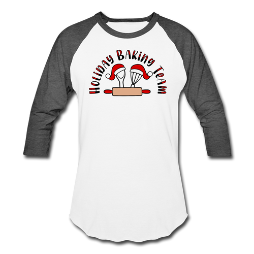 Holiday Baking Team Baseball T-Shirt - white/charcoal