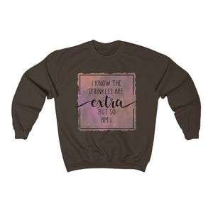 (a) I Know Sprinkles are Extra Color Unisex Heavy Blend™ Crewneck Sweatshirt