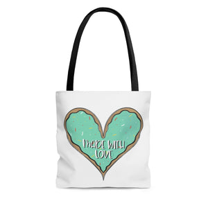 (b) Made With Love Green Heart AOP Tote Bag