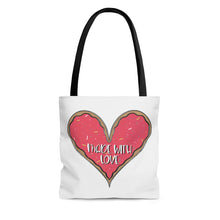 Load image into Gallery viewer, (b) Made With Love Pink Heart AOP Tote Bag