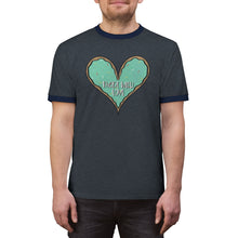 Load image into Gallery viewer, (b) Made With Love Green Heart Unisex Ringer Tee