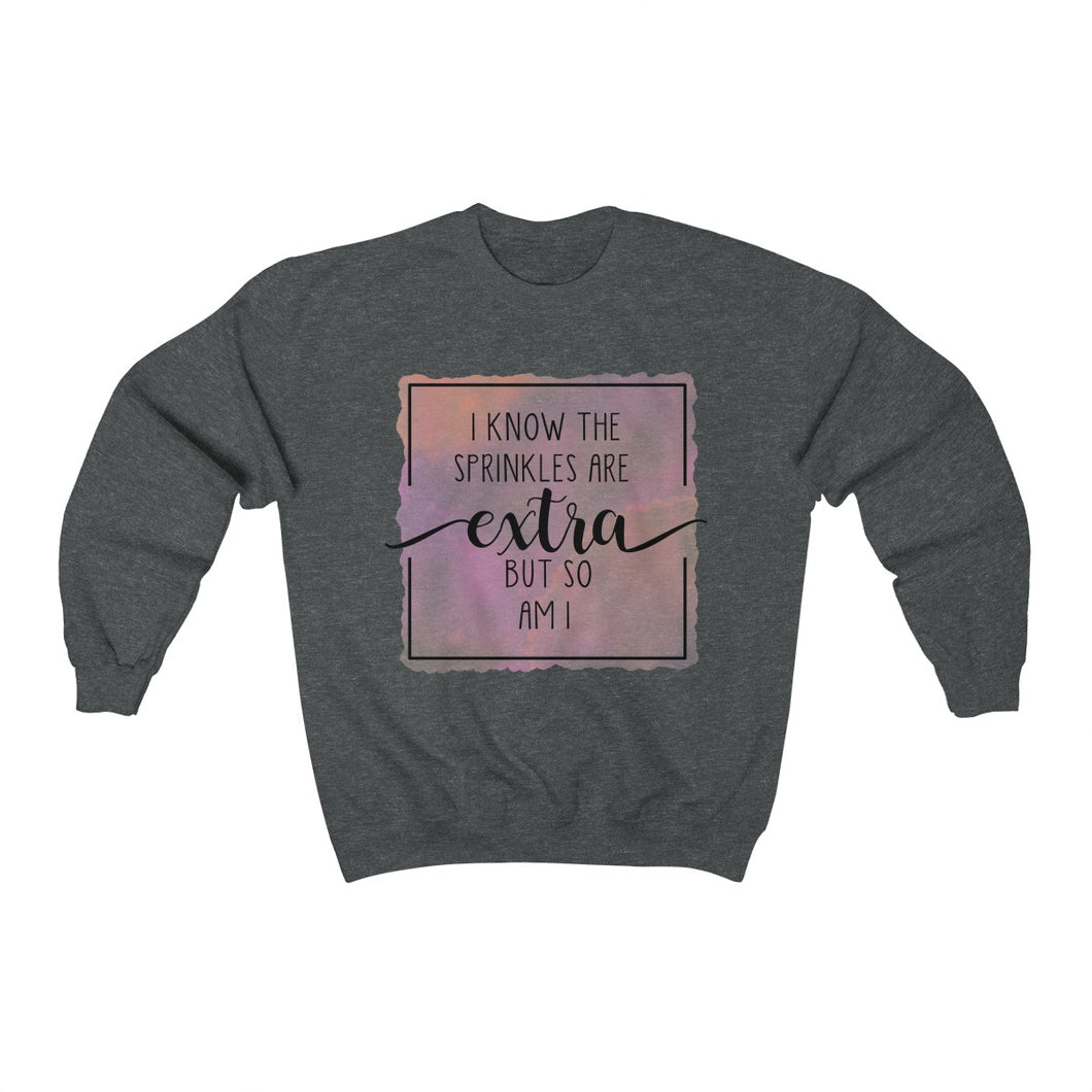 (a) I Know Sprinkles are Extra Color Unisex Heavy Blend™ Crewneck Sweatshirt