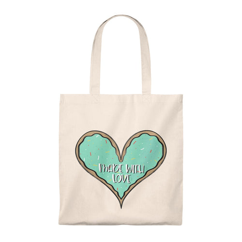 (b) Made With Love Green Heart Tote Bag - Vintage