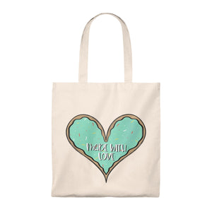 (b) Made With Love Green Heart Tote Bag - Vintage
