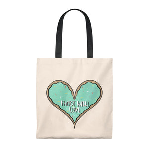 (b) Made With Love Green Heart Tote Bag - Vintage