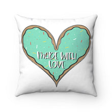 Load image into Gallery viewer, (b) Made With Love Green Heart Spun Polyester Square Pillow