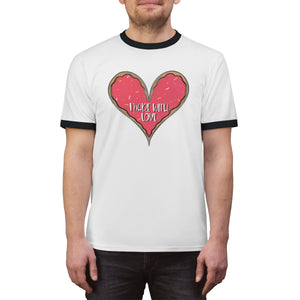 (b) Made With Love Pink Heart Unisex Ringer Tee