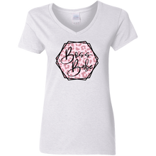 Load image into Gallery viewer, Boss Babe Pink Leopard Ladies V-Neck T-Shirt