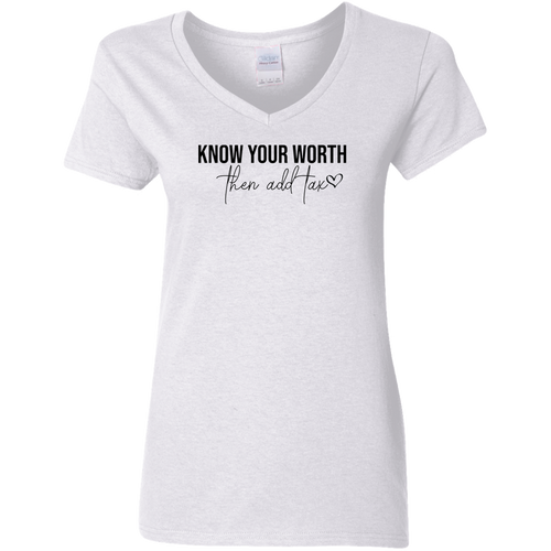 Know Your Worth Ladies V-Neck T-Shirt