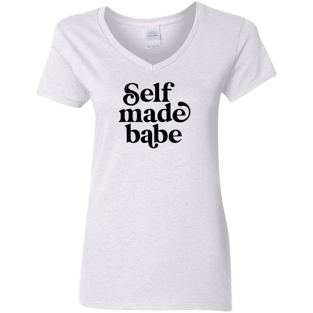 Self Made Babe Ladies V-Neck T-Shirt