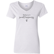 Load image into Gallery viewer, Minding My Own Small Business Ladies V-Neck T-Shirt