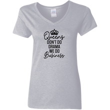 Load image into Gallery viewer, Queens Don&#39;t Do Drama Ladies V-Neck T-Shirt