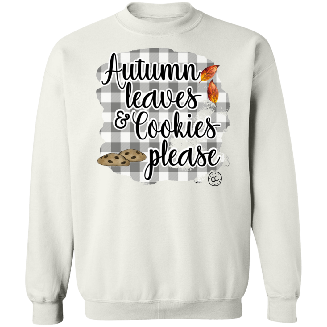 (a) Autumn Leaves and Cookies Please Gingham Crewneck Pullover Sweatshirt