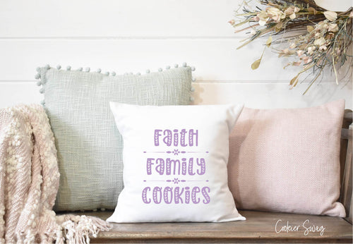 Faith Family Cookies Spun Polyester Square Pillow