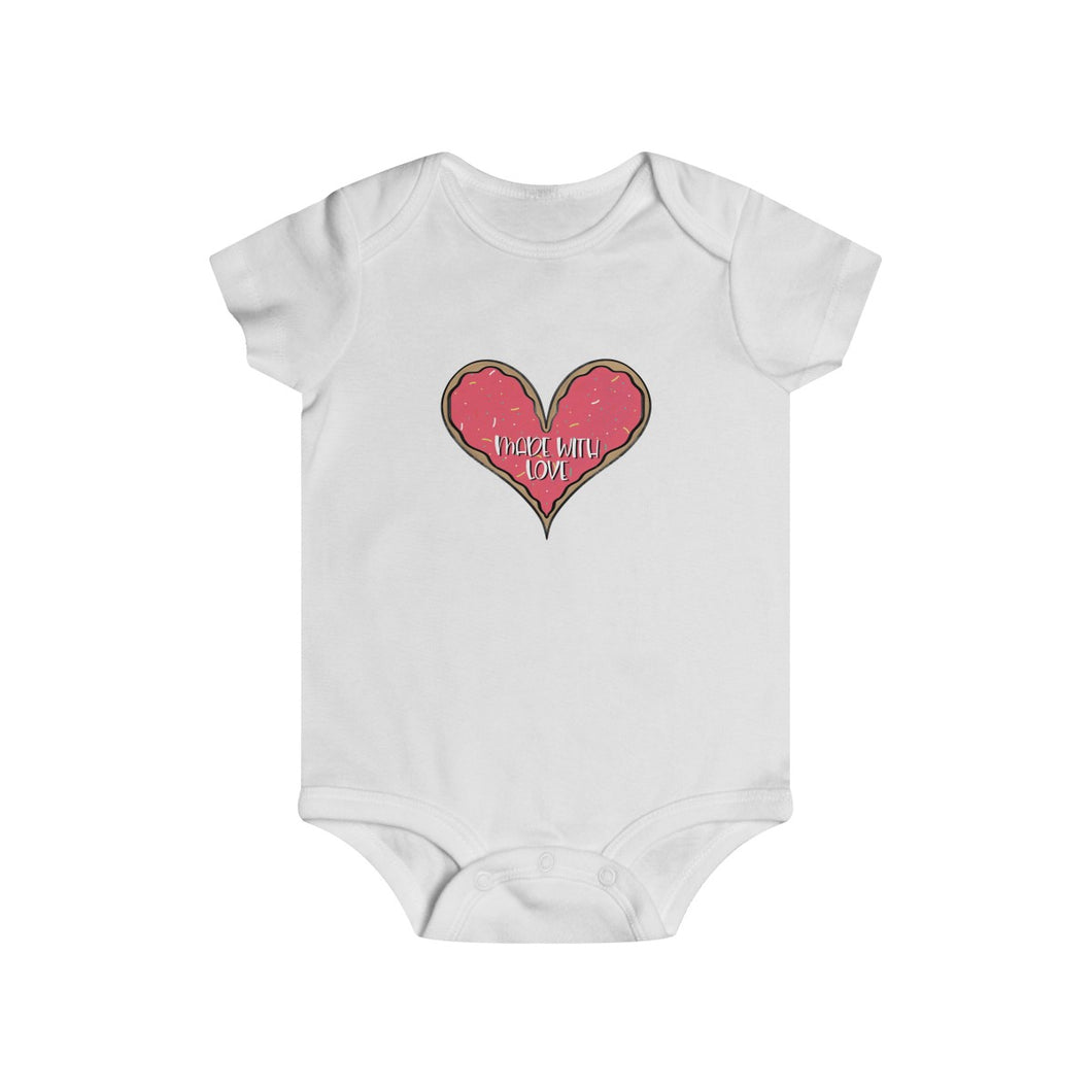 (b) Made With Love Pink Heart Infant Rip Snap Tee