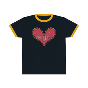 (b) Made With Love Pink Heart Unisex Ringer Tee