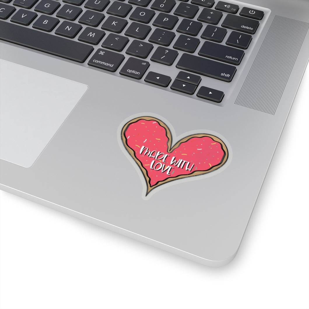 (b) Made With Love Pink Heart Kiss-Cut Sticker