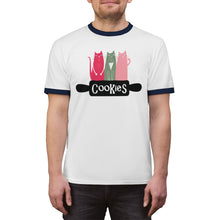 Load image into Gallery viewer, Cats with Cookies Rolling Pin Unisex Ringer Tee