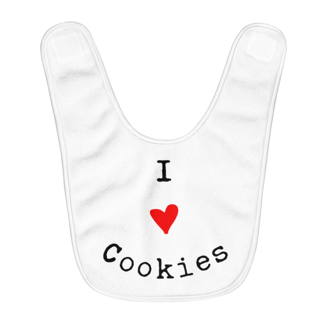 I Love Cookies Fleece Baby Bib