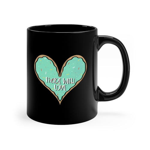 (b) Made With Love Green Heart Black Mug