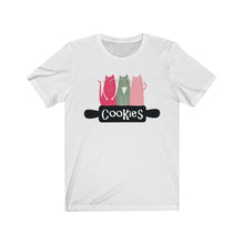 Load image into Gallery viewer, Cat with Cookies Rolling Pin Bella+Canvas 3001 Unisex Jersey Short Sleeve Tee