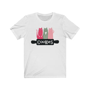 Cat with Cookies Rolling Pin Bella+Canvas 3001 Unisex Jersey Short Sleeve Tee