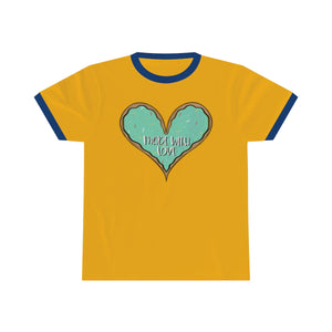 (b) Made With Love Green Heart Unisex Ringer Tee