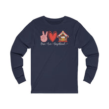 Load image into Gallery viewer, Peace Love Gingerbread Unisex Jersey Long Sleeve Tee