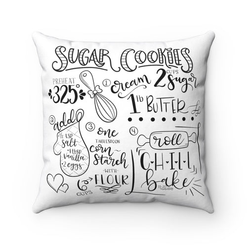 (b) Sugar Cookie Recipe Spun Polyester Square Pillow