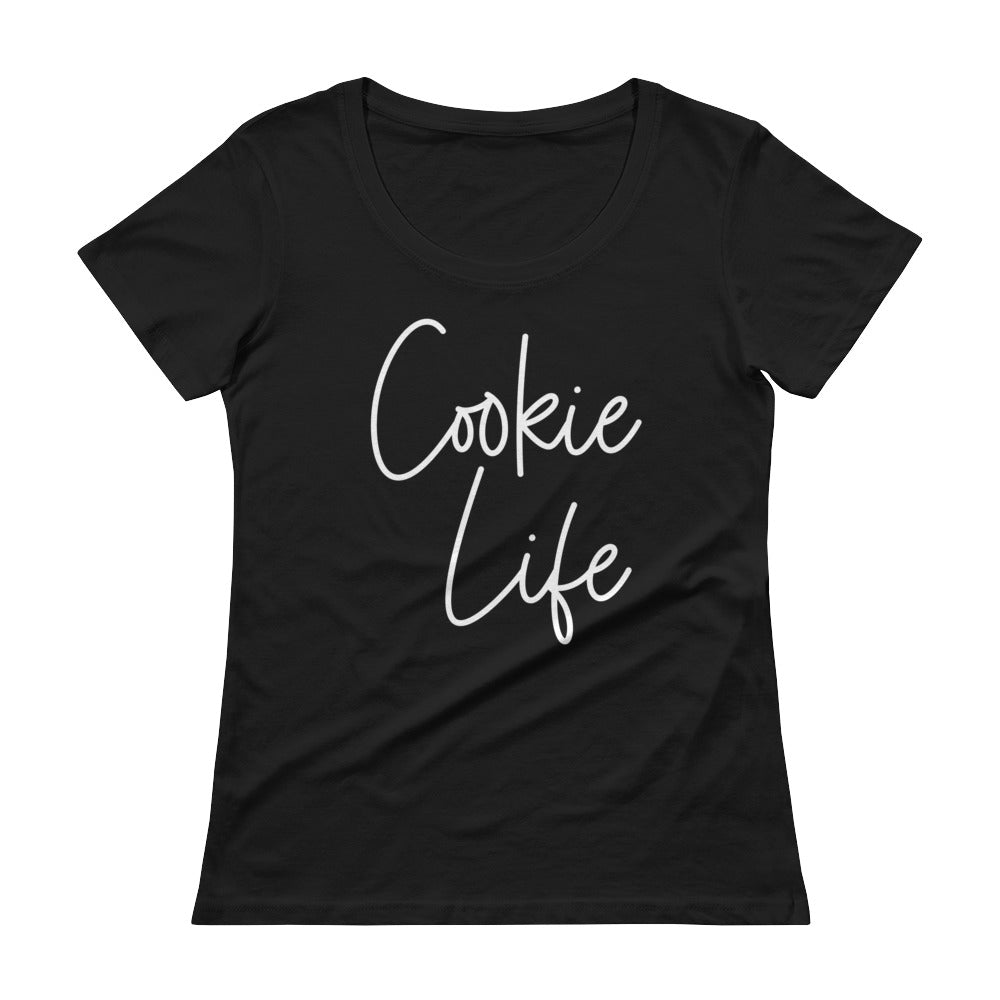 Cookie Life White Ladies' Scoopneck T-Shirt Anvil 391A