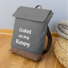 Load image into Gallery viewer, Cookies are my Therapy Canvas Backpack - gray/brown