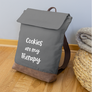Cookies are my Therapy Canvas Backpack - gray/brown