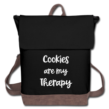 Load image into Gallery viewer, Cookies are my Therapy Canvas Backpack - black/brown