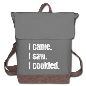 I came I saw I Cookied Canvas Backpack - gray/brown