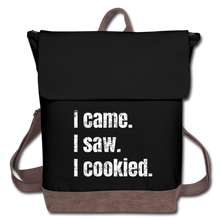 Load image into Gallery viewer, I came I saw I Cookied Canvas Backpack - black/brown