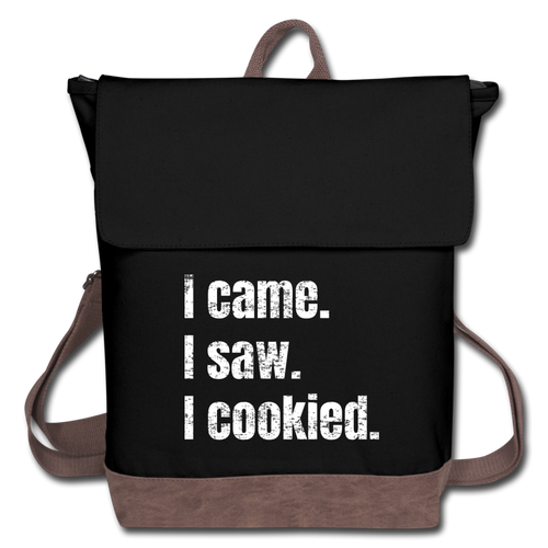 I came I saw I Cookied Canvas Backpack - black/brown