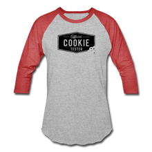 Load image into Gallery viewer, Official Cookie Tester Baseball T-Shirt - heather gray/red