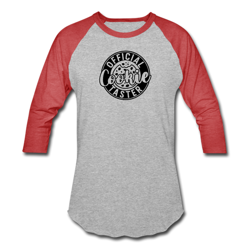 Official Cookie Taster (Round) Baseball T-Shirt - heather gray/red