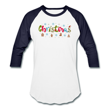 Load image into Gallery viewer, Christmas Baseball T-Shirt - white/navy
