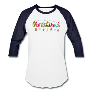 Christmas Baseball T-Shirt - white/navy