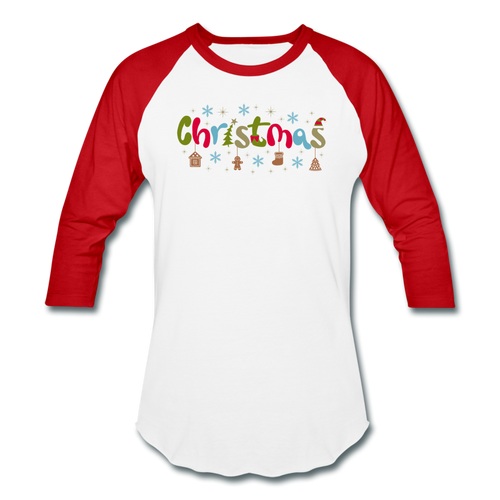 Christmas Baseball T-Shirt - white/red