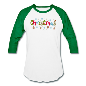 Christmas Baseball T-Shirt - white/kelly green