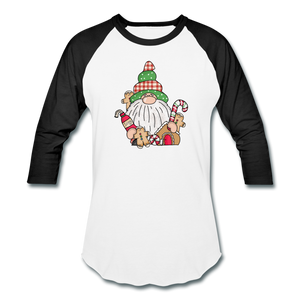 Gnome Loves Gingerbread Baseball T-Shirt - white/black