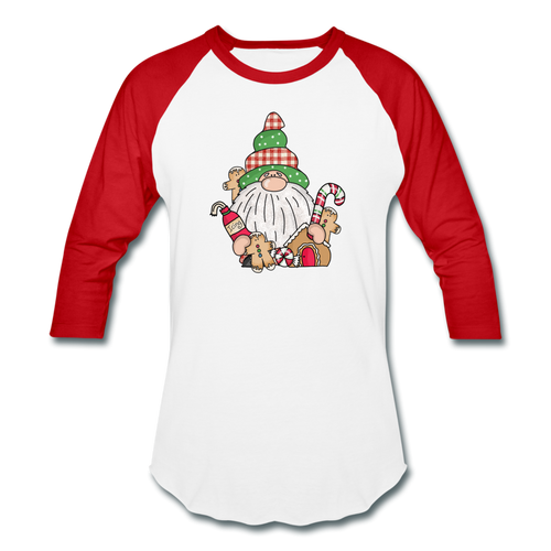 Gnome Loves Gingerbread Baseball T-Shirt - white/red