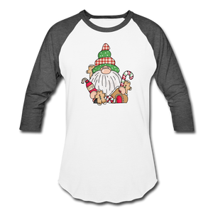 Gnome Loves Gingerbread Baseball T-Shirt - white/charcoal