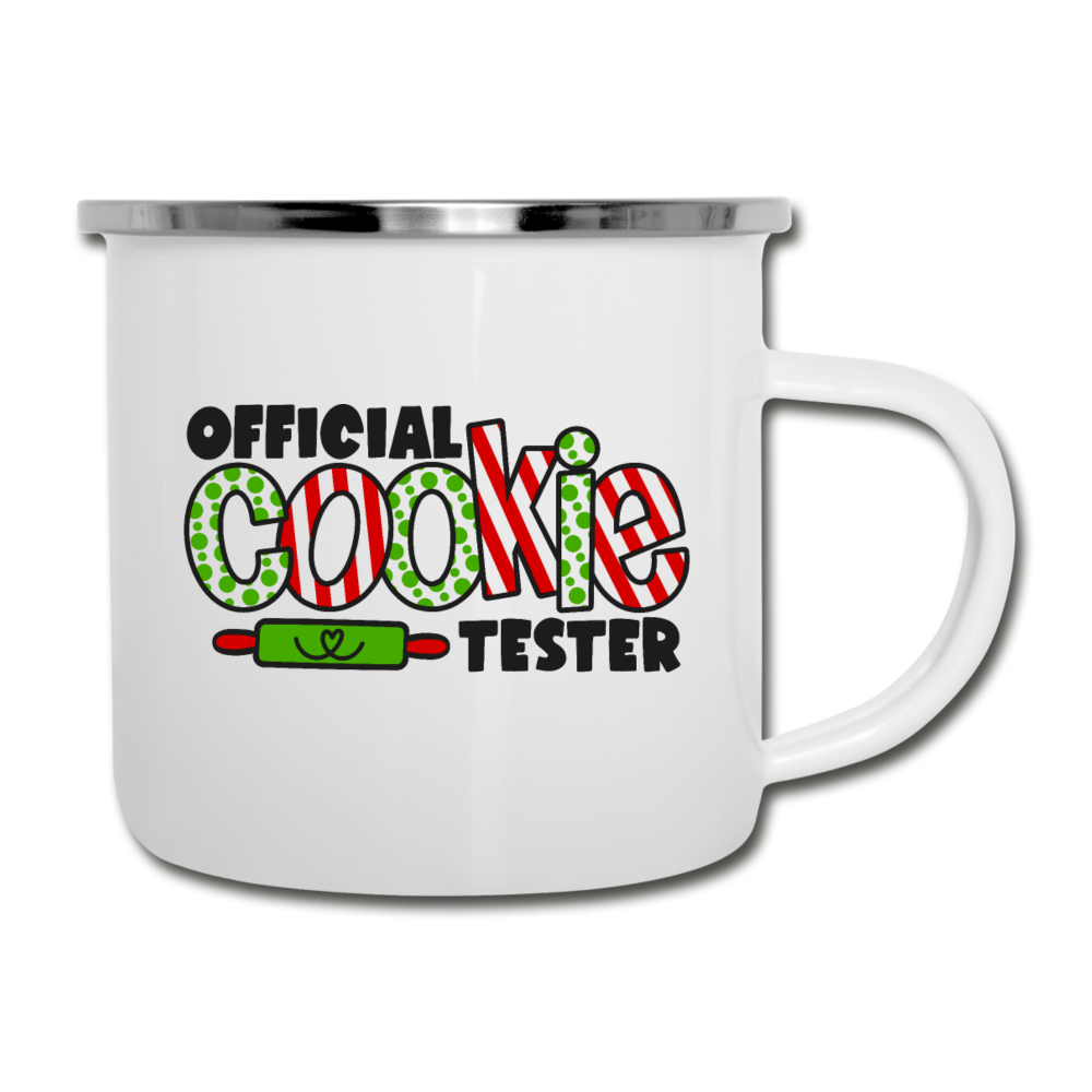 Official Cookie Tester Christmas Camper Mug - white